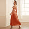 Ribbon Slim Fit Belted Maxi Dress