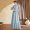 Lantern Sleeve V Neck High Waist Maxi Dress