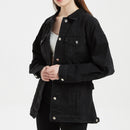 Denim Washed Women Black Jacket